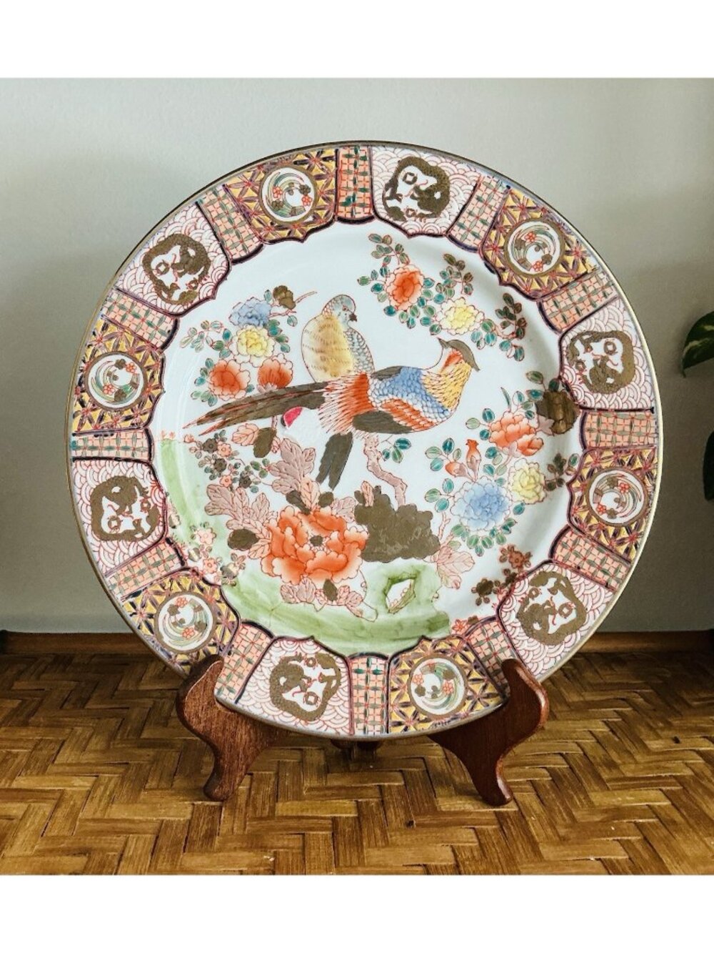 Chinese Tongzhi Mark Decorative Plate Pheasant Peony Hand Painted 10.5”